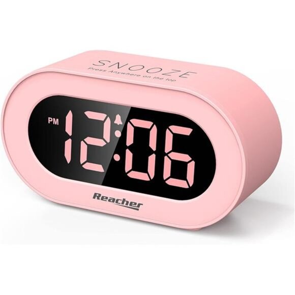 Pink Girls AlarmClock for KidsBedroom,Dimmable LEDDigital Display,Outlet Powered - Picture 1 of 5